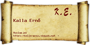 Kalla Ernő névjegykártya
